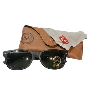 RAY BAN Sunglasses WAYFARER 2132 622‎ BLACK NEW Leather Case